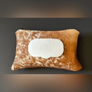 Brown Speckled Cowhide & Leather Baby Wipes Case for The Honest Company Wipes.